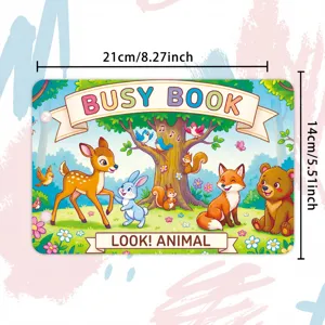 Kids animal cognition busy book detail view, Montessori early learning interactive toy sticker page.