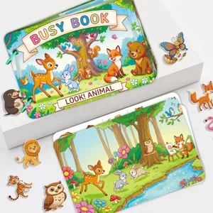 Children early education busy book quiet book with cute animal stickers for kids learning toys.