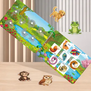 Children early education animal cognition quiet book detail, velcro sticker busy book toy.