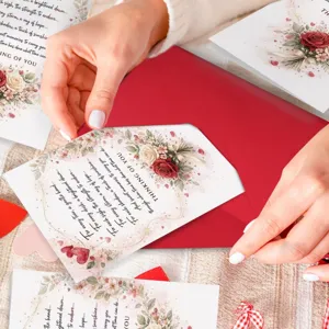 Sympathy greeting card with red envelope and touching floral design for condolence and comfort