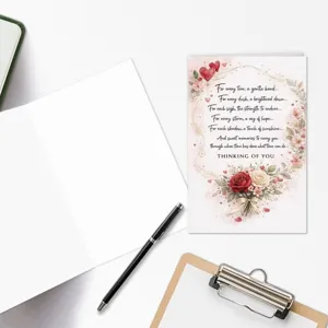 Sympathy greeting card with watercolor floral design and encouraging message for friends.