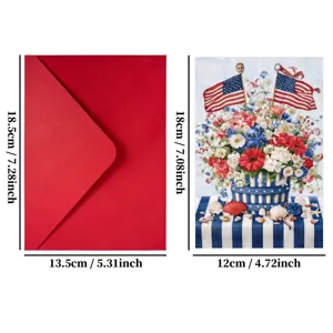 Set di biglietti d'auguri per il Giorno dell'Indipendenza americana con busta rossa, design.