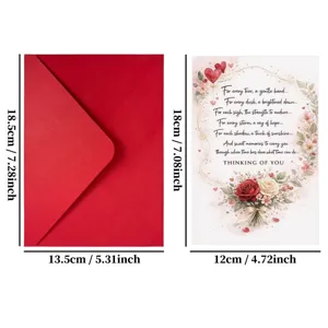 Sympathy greeting card with red envelope set, elegant floral design and warm message.