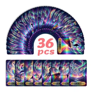 Holographic Neon Tarot Cards Deck Colorful Aurora Dreamy Occult Divination Oracle Cards Kit For Mysterious English Board Game