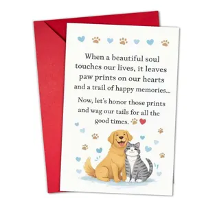 Haustier Anteilnahme Karte mit rotem Umschlag, Gedenkgeschenk für Hunde und Katzen Verlust.