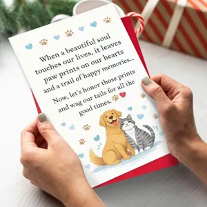 Haustier Beileid Trauerkarte Gedenkgeschenk mit süßer Hund und Katze Illustration.