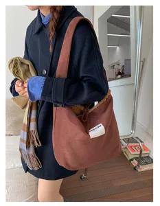 Sac cabas femme grande capacité style coréen sac à main souple en suédine avec doublure peluche