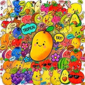 Cute cartoon fruit stickers aesthetic waterproof decorative PET decal pack for journaling