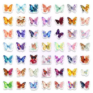 Watercolor butterfly stickers aesthetic floral sticker pack for water bottle laptop decor