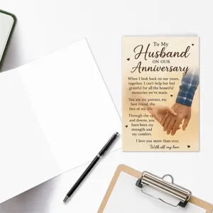 Romantic wedding anniversary greeting card for husband, premium paper greeting cards.