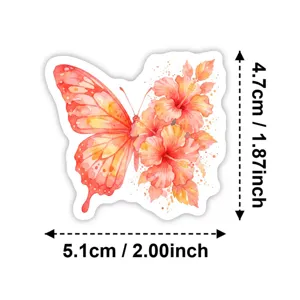 Watercolor butterfly floral sticker, cute colorful graffiti decal for laptop, water bottle decoration.