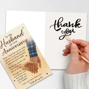 Detailed view of romantic anniversary greeting card with loving poems and elegant design for couples.