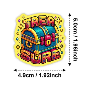 Pixel stijl schatkist sticker waterdicht koffer laptop decoratieve sticker 5cm