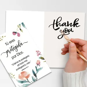 Floral greeting card set with inspirational text, perfect for thank you notes and messages.