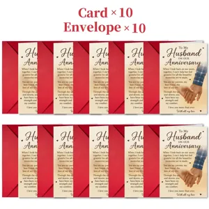 Anniversary greeting card and red envelope set for husband romantic gift 10pcs pack