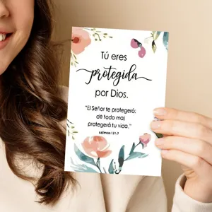 Inspirational floral greeting card detail, religious quote card for daily motivation and gifts.