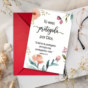 Inspirational greeting card with floral watercolor design and red envelope for blessings