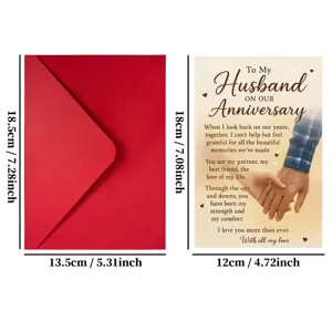 Wedding anniversary greeting card and red envelope set for husband romantic love message card