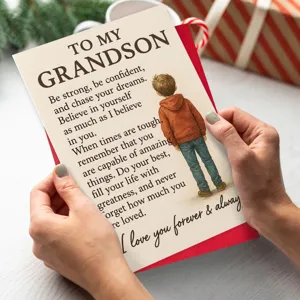 Carte de vœux inspirante pour petit-fils avec enveloppe rouge et message chaleureux 1pc