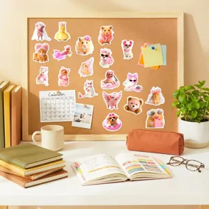 50 Pcs Ροζ Χαριτωμένα Αυτοκόλλητα Ζώων Αδιάβροχα DIY Ημερολόγιο Σημειωματάριο Σετ