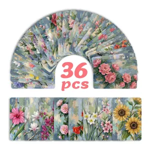 Lot de 36 cartes florales de peinture à l'huile vintage, papeterie botanique exquise.