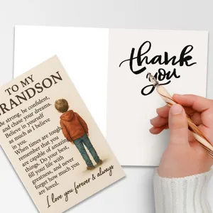 Carte de vœux inspirante pour petit-fils avec message touchant et enveloppe, cadeau.