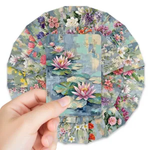 Set de cartes florales peinture à l'huile vintage, marque-pages et autocollants de journal.