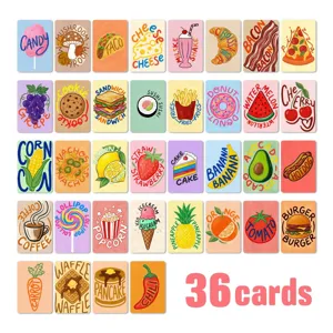 Kids Food Cognitive Learning Flashcards Art Paper Hand Drawn Illustration Style Cartoon Dessert Fruit Drink Educational Cards Gift Stationery Set