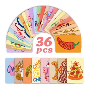 Close-up details of 36 pieces food cognitive learning cards featuring cute hand-painted illustrations.