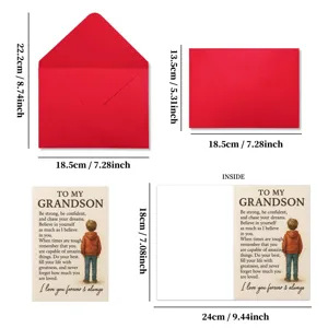 Carte de vœux inspirante pour petit-fils avec enveloppe rouge et message touchant.