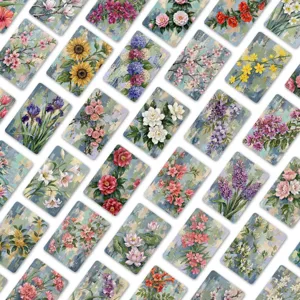 Set de cartes florales à la peinture à l'huile, beaux marque-pages et décors de journal.