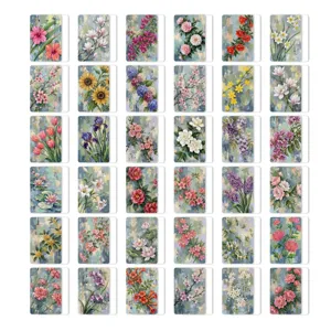Lot de 36 cartes de peinture à l'huile florale, marque-pages botaniques pour journal et cadeaux.
