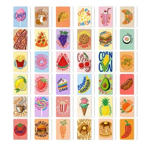 Detailed view of 36pcs food cognitive learning cards set, colorful dessert & fruit illustrations.