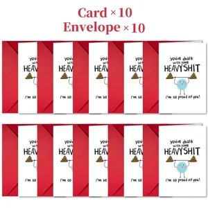 Set di biglietti d'auguri divertenti e umoristici con 10 carte e buste rosse carine