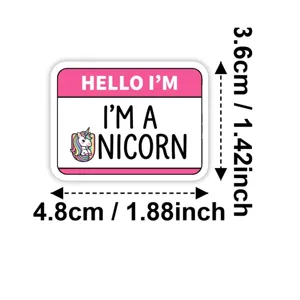Adhesivo lindo de unicornio con etiqueta de nombre, pegatina impermeable de vinilo para funda.