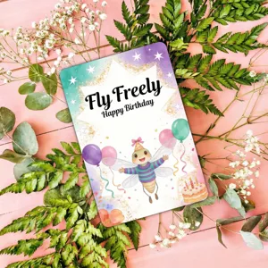 Cute watercolor animal greeting card for birthday party gifts and decorative message notes.
