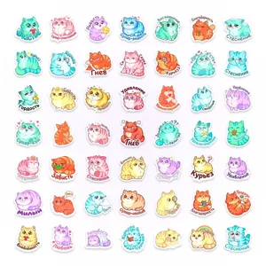 Cute cartoon cat stickers details, colorful emotion sticker sheet for DIY crafts