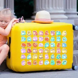 Cute cat stickers with Russian emotion tags, vinyl waterproof decals for luggage and skateboards.