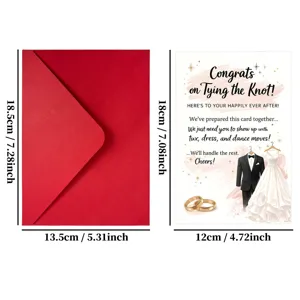 Lustige Hochzeitstags-Grußkarte mit rotem Umschlag, humorvoller Segenspunkt für Brautpaar 12cm
