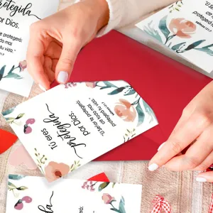 Floral inspirational greeting cards set with envelopes, elegant watercolor floral design.