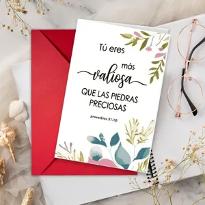 Greeting card set with inspirational Spanish text and floral design for special occasions