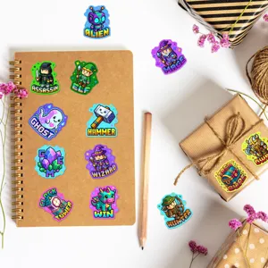 High-definition pixelstijl cartoon game stickers, waterdichte decoratieve decals voor laptops.
