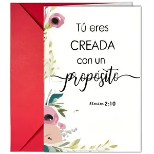 Inspirational floral greeting card with red envelope, perfect for heartfelt messages and notes.