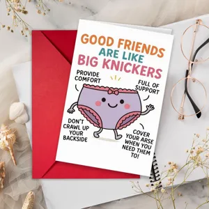 Divertente Biglietto d'Auguri Good Friends Are Like Big Knickers Con Busta Rossa Simpatico Biglietto di Compleanno per Amicizia Donna Uomo Regalo