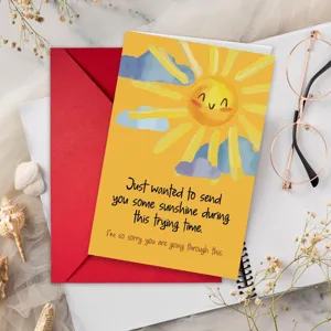 Simple Modern Cartoon Sun Art Paper Greeting Card Red Envelope Set For Daily Festive Gift Greeting Encouragement Blessing Cards