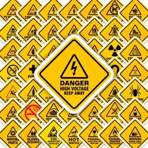 Yellow Rhombus Danger Warning Signs Adhesive Stickers Waterproof Safety Hazard Alerts Label Laptop Phone Decor Stickers