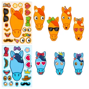 DIY paard gezicht stickers set detail met schattige dierlijke expressie accessoirebladen.