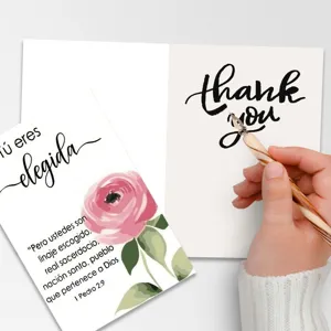 Inspirational floral greeting card set with Bible verse and thank you card for writing