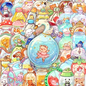 Niedliche transparente PET Aufkleber ästhetisches Tagebuch Deko kawaii Briefpapier 50Stk