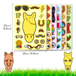 Paard gezicht stickers DIY puzzel kinderen educatief speelgoed set 6 stuks pack
